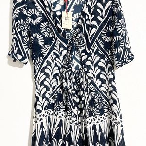 Anthropologie Raga size M blue and white dress.